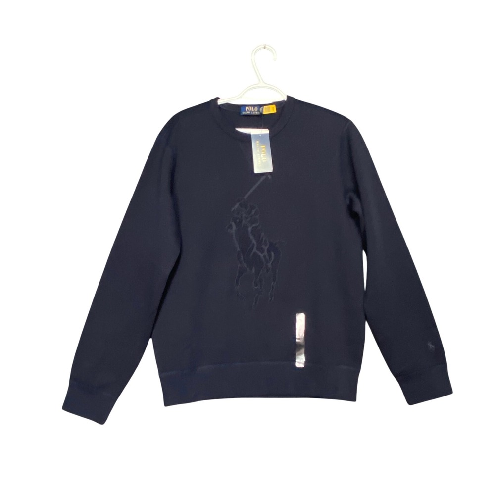 Polo Ralph Lauren Mens Small Big Pony Double-knit Sweatshirt In Aviator Navy NWT - Picture 2 of 10